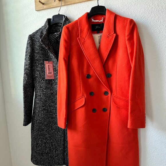 J. Crew Orange Double-breasted Topcoat Coat Size 2 - Picture 2 of 14